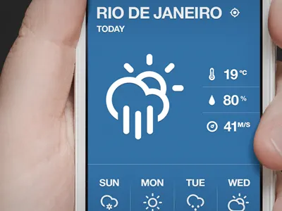 Color Weather app climacons helvetica ios iphone minimal minimalist tipography weather