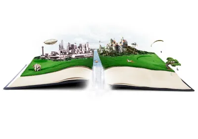 World of reality and fantasy book elephant fantasy grass river waterfall worlds