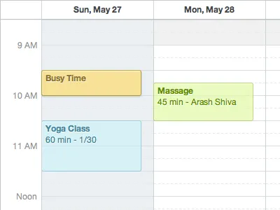 Groupon Scheduler - Calendar Colors + Contrast blue booking calendar color colors colours contrast green groupon scheduling times yellow