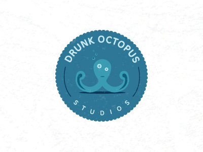 Drunk Octopus Studios blue design drunk enclosed graphic logo mark octopus studio water