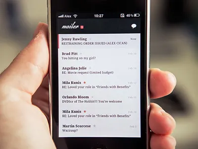 Mailer Inbox app application client design email interface ios iphone mailer mobile ui