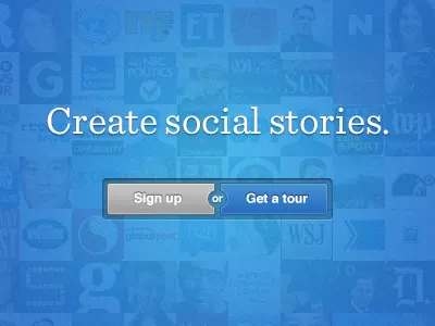 Create social stories action blue buttons call cat sign up social storify tour
