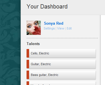 Melodious.me dashboard sidebar dashboard menu pills profile sidebar