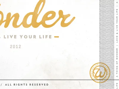 Wonder Identity beige black brand branding gold halftone identity live your life logo mark subtle texture texture typography wonder yellow
