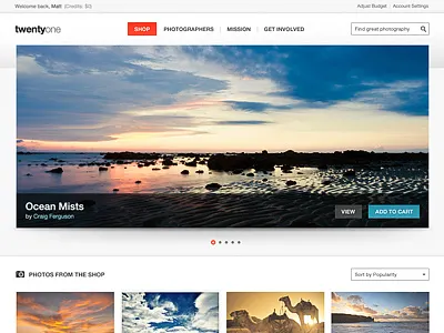 Photo Shop button cart clean header image images modern photo photos pics pictures rotating search shop simple sliders store white