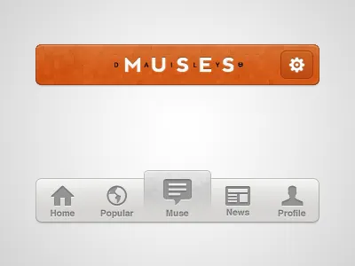 Daily Muses iPhone app ask bar clean clear daily designer devrocket header home icon ios iphone logo minimal minimalist modern muse navigation news photo popular profile question simple social tag ui ux web