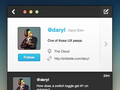 Compact Profile View app gui mac message social tweet twitter ui