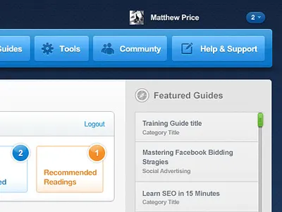 Interactive Dashboard blue board buttons clean cms colorful dash dashboard featured icons info modern navigation pop ups saas simple sliders tabs user