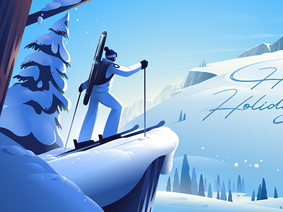 Montblanc - Happy Holidays holidays illustration landscape montblanc mountain scenery ski snow vector winter
