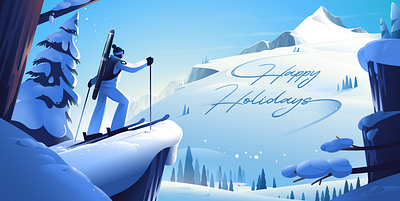 Montblanc - Happy Holidays holidays illustration landscape montblanc mountain scenery ski snow vector winter