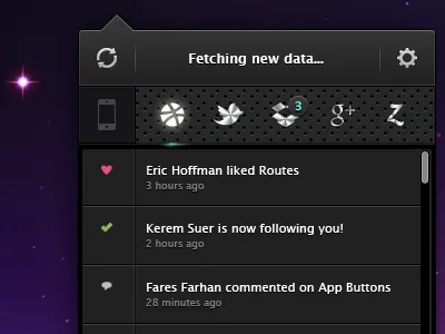 Mac App UI Freebie app application black blue button dark download dribbble dropbox glow google plus icon interface iphone mac metal notification progress scroll settings silver timeline twitter ui update ux