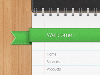 Side menu green leather menu optimeasy optimeasy ui paper ribbon texture wood