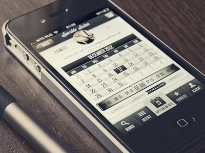Appointment time & date selector appointment chocolate dark date design ibooksmart interface iphone retina selector time ui ux