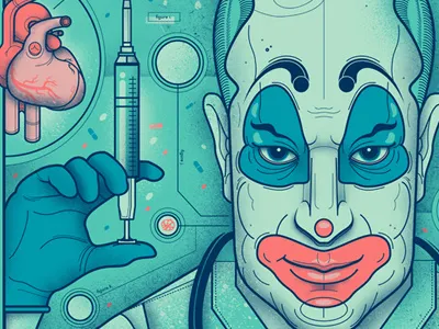 Childrens Hospital Poster blue childrens hospital clown diagram doctor gif heart medical poster screen print syringe