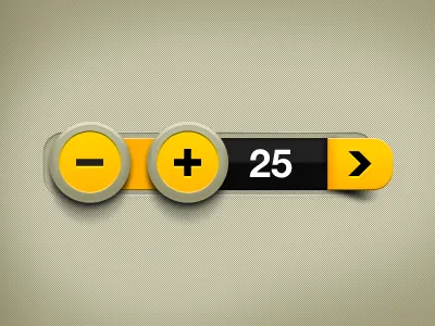 Yellow Counter buttons counter interfaces plus and menos psd