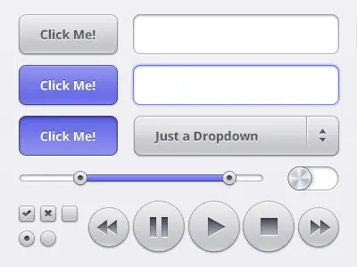 Clean UI Kit button checkbox dropdown freebie input kit player psd slider switch ui ui kit
