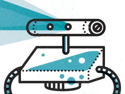 Projector-bot blue hovering light line line art projector robot