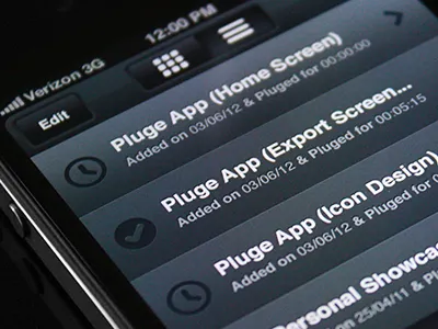 Project List blue gray list listing options pictures pluge select symbols