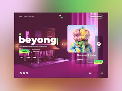 NFT landing page concept 3d art crypto digital digital art e commerce illustration landing page nft product page shop ui ui ux design virtualworld web web design