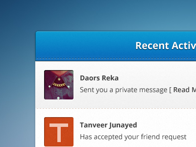 Recent Activity clean ui
