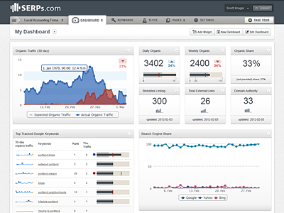 Seo App Dashboard app application dashboard graph navigation statistics stats tables tabs ui web