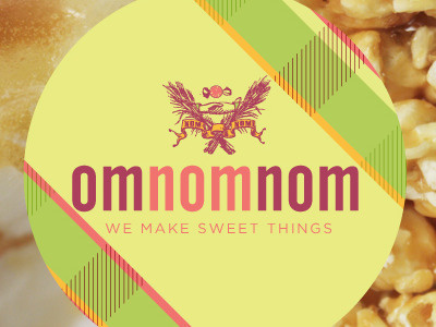omnomnom candy caramel crest logo popcorn