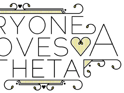 Theta Design heart sorority theta type