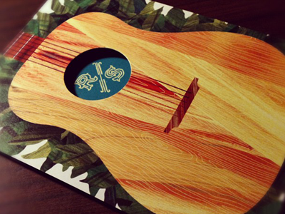Wedding Invite guitar illustration invitation leaves texture