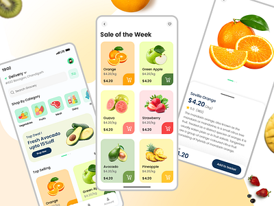 Grocery App Mobile Design add to cart app banner design branding creative design delivery delivery app design details food graphic design grocery home minimal supermarket ui vector vegetable vegetables app