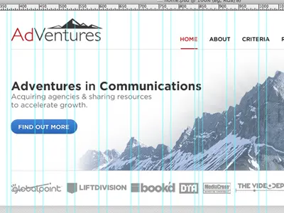 Website - AdVentures blue clean gray homepage mountain red ui web design