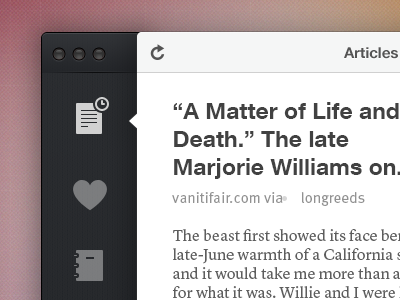 Instapaper for Mac app dark design instapaper light mac os x prototype ui ux