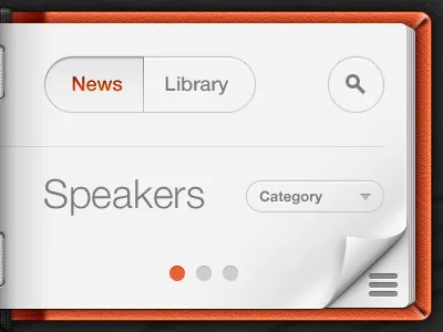 iPad App Teaser bright clean clear curl menu minimal orange paper