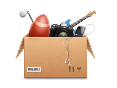 Group Box ball bar code box camera golf clubs group guitar headphones icon illustration illustrator iphone ipod soccer ball vector