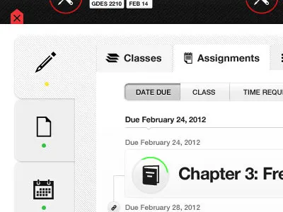 Assignment List dashboard ui