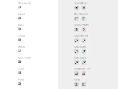 Guardian Custom InDesign Palette Icons adobe app application color colour custom graphic design graphics greyscale icons indesign
