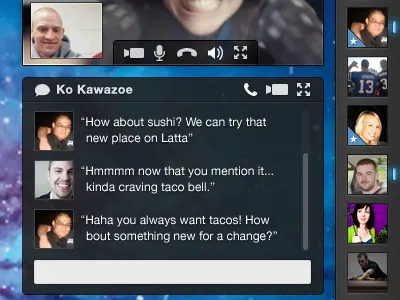 A different kind of Chat Client app audio chat clean client concept dark desktop friend friends im instant instant message interface ios mac message messenger minimal online photoshop sharp skype social ui video video chat voip windows wireframe