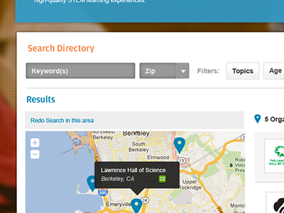 Science After School Directory filter large image maps search