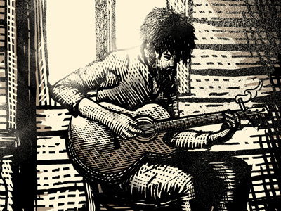 Avett Brothers - Oregon acoustic guitar cabin folk indie night scratchboard woodcut woods