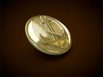 Anchor Button 3d anchor anna chocola button chocolat cinema4d glossy gold hi rez reflection rope sea sewing shiny
