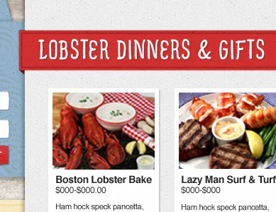 lobsteranywhere.com homepage section blue e commerce red texture typography web