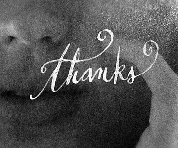 Thanks, Mark! black bw calligraphy hand type thanks type white
