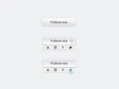 Follow me button dribbble drop down facebook follow follow me forrst gray hover effect social social buttons transparent twitter white