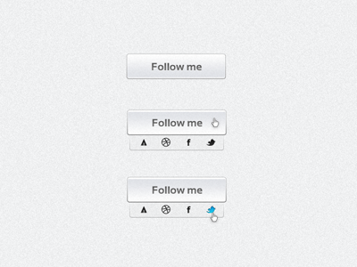Follow me button dribbble drop down facebook follow follow me forrst gray hover effect social social buttons transparent twitter white