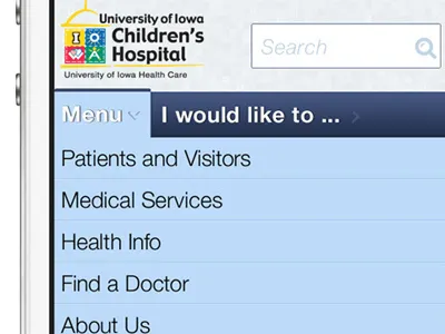 Menu iphone menu mobile design responsive web design