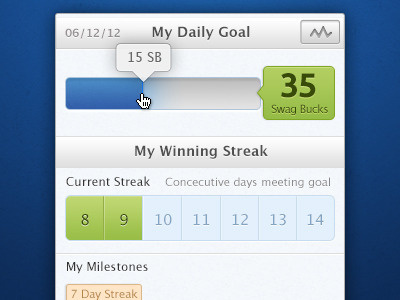 Daily Goal Widget blue meter glow meter swagbucks tooltip widget