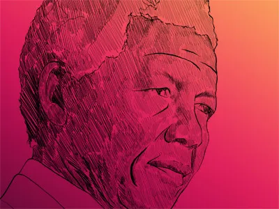 Nelson Mandela Wip golden illustration nelson mandela pink sketch wip yellow