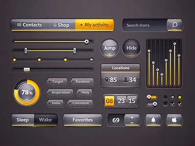 Interface box button check date design glass ios kit like list message navigation pack player scroller search tag ui volume web