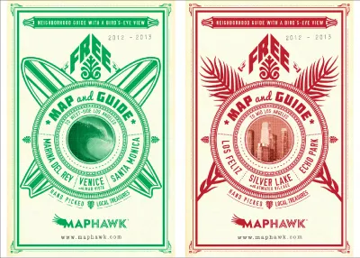 2012/13 MapHawk Covers antique circle city cover art design echo park emblem equal and opposite frond grey jay guide los angeles los feliz map marina del rey palm santa monica seal silver lake surf surfboard typography venice vintage wave