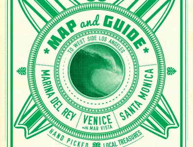 MapHawk 2012 — West-Side Los Angeles Map antique circle cover art design emblem guide los angeles map marina del rey santa monica seal surf surfboard typography venice vintage wave