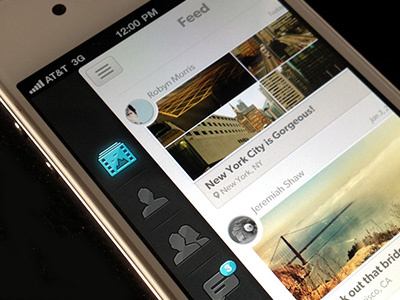 Early Concept app avatar color feed highlight icons interface ios location mobile navigation notification photo side nav ui